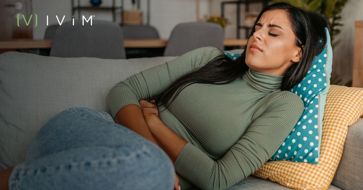Woman experiencing sulfur burps due to semaglutide medication side effects.